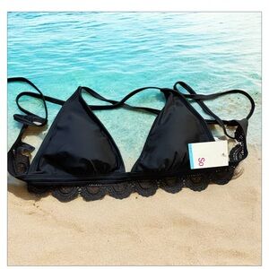NWT Kohl's Black Triangle Bikini Top Swimwear